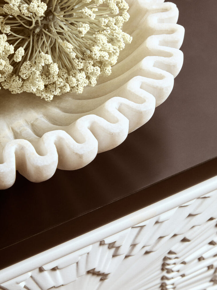 Oria Small White Fluted Marble Bowl