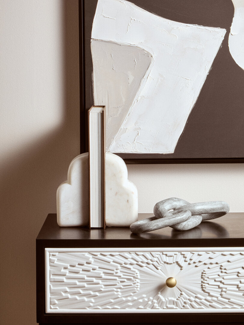 Oria White Marble Set Of Two Bookends
