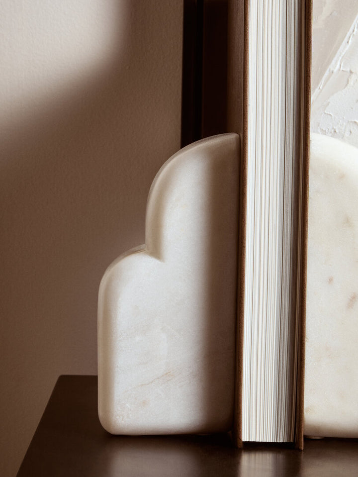 Oria White Marble Set Of Two Bookends