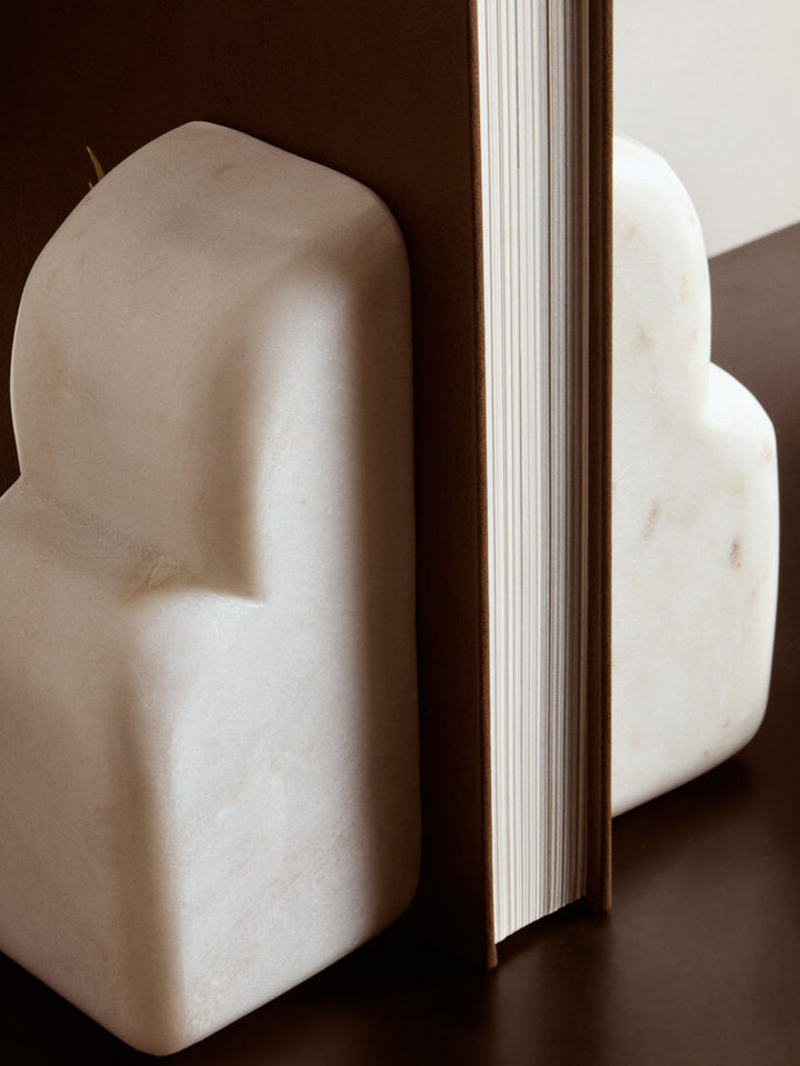 Oria White Marble Set Of Two Bookends