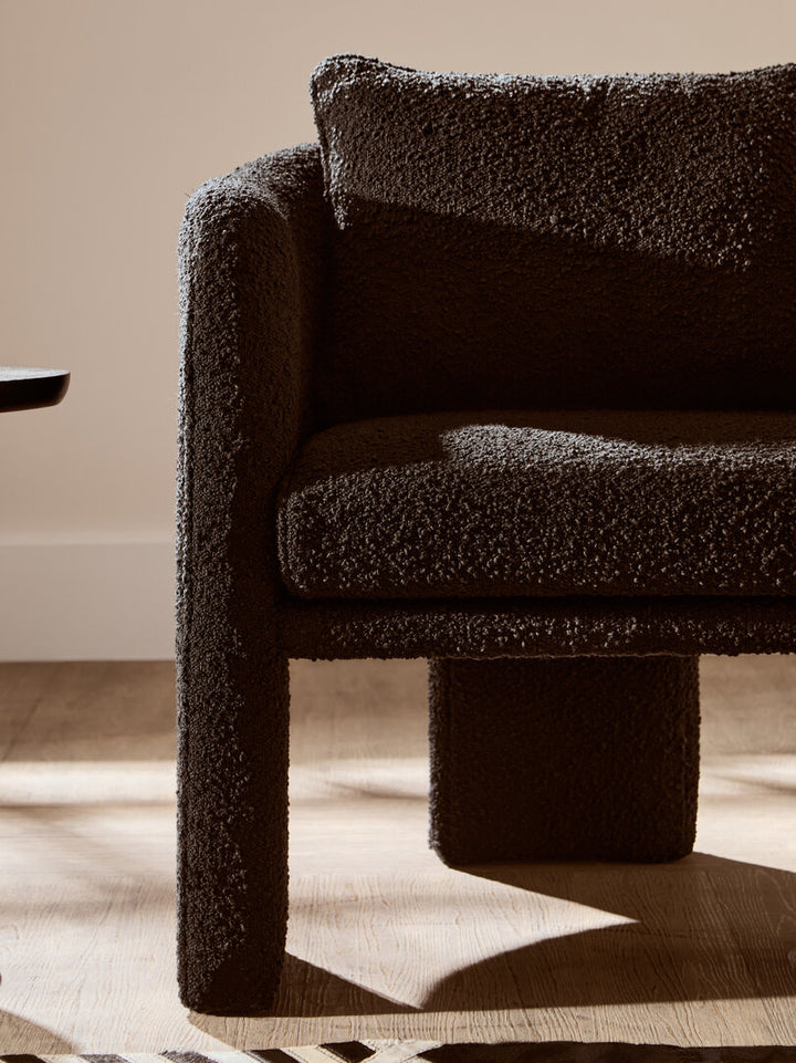 Nemi Black Boucle Curved Armchair