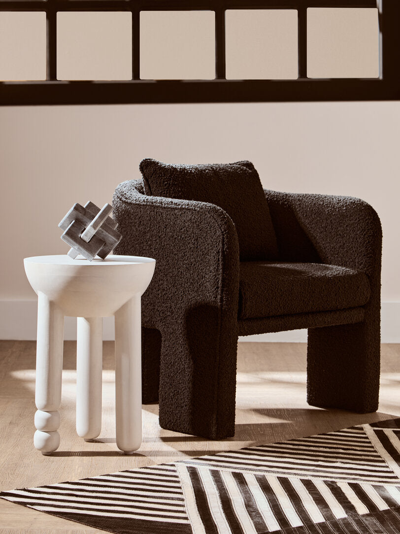 Nemi Black Boucle Curved Armchair