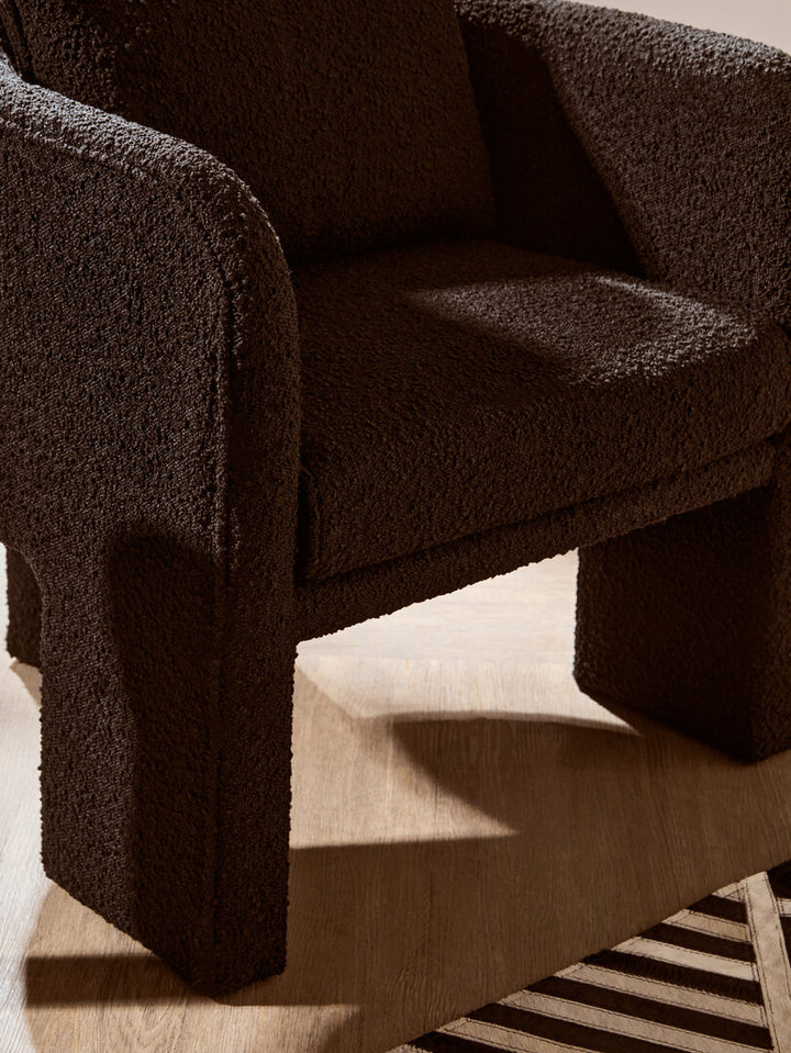 Nemi Black Boucle Curved Armchair