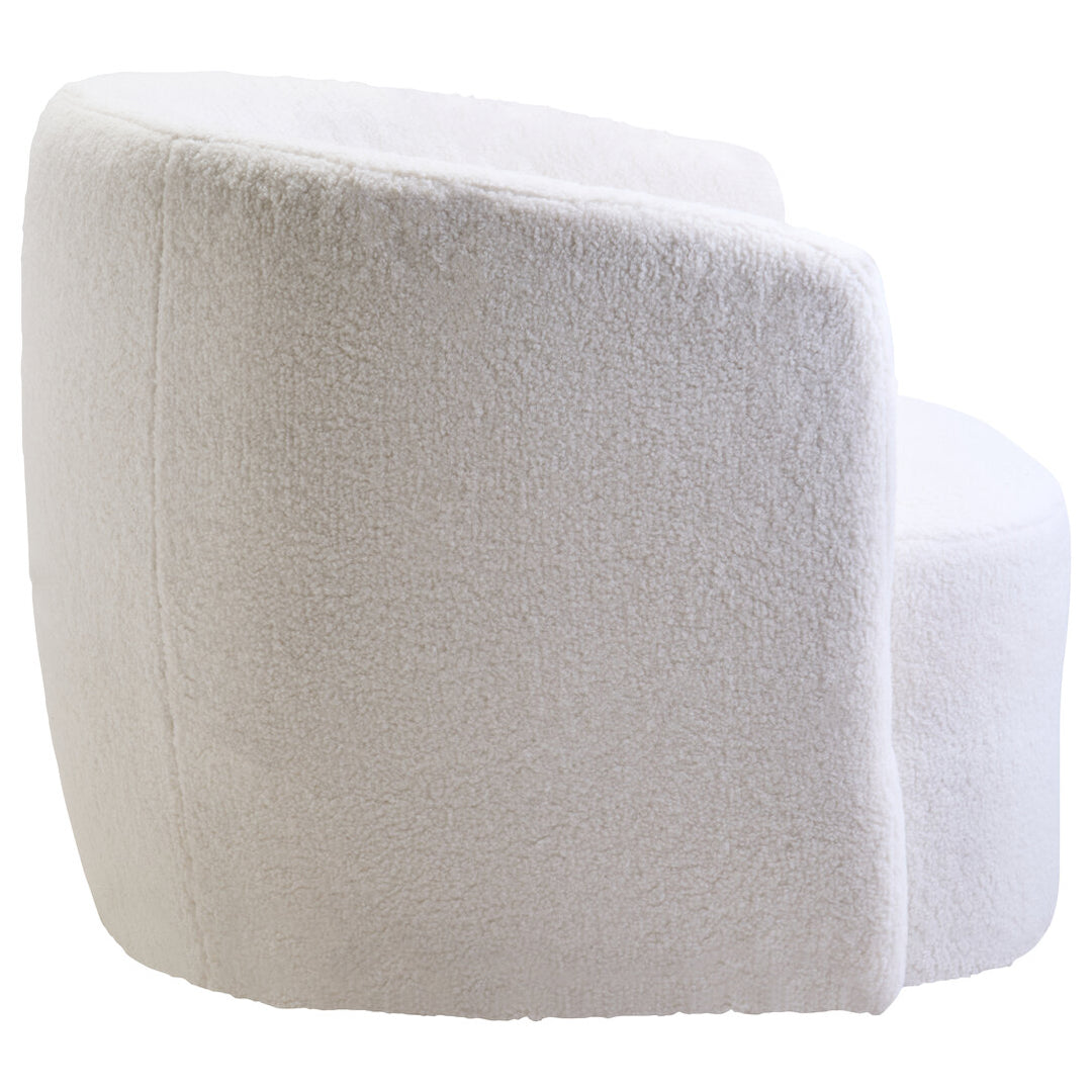 Crecchio Ivory Boucle Effect Curved Lounge Chair With Swivel Base