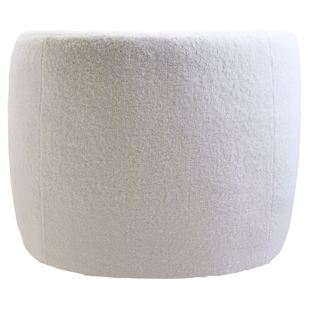 Crecchio Ivory Boucle Effect Curved Lounge Chair With Swivel Base