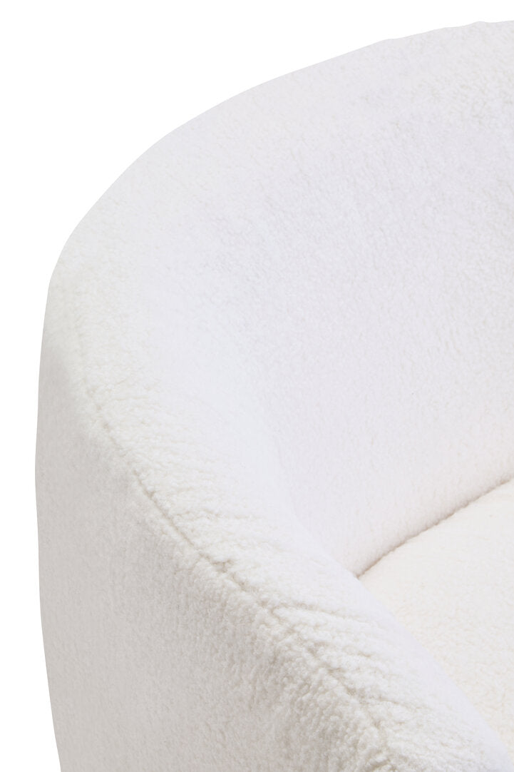 Crecchio Ivory Boucle Effect Curved Lounge Chair With Swivel Base