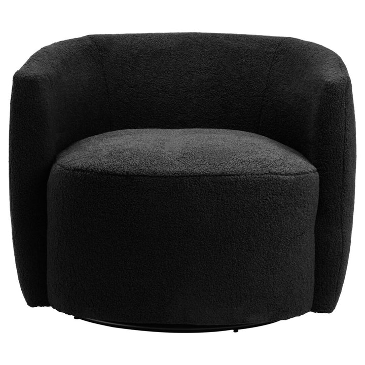 Crecchio Black Boucle Effect Curved Lounge Chair With Swivel Base