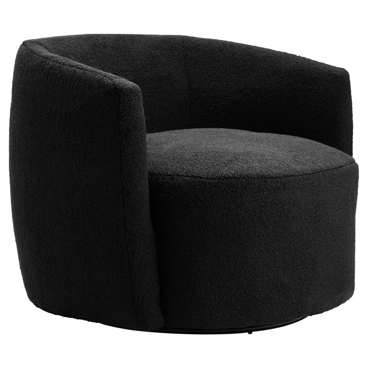 Crecchio Black Boucle Effect Curved Lounge Chair With Swivel Base