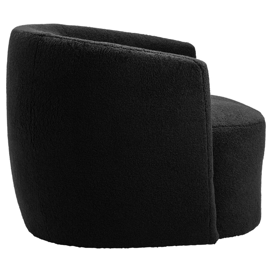 Crecchio Black Boucle Effect Curved Lounge Chair With Swivel Base