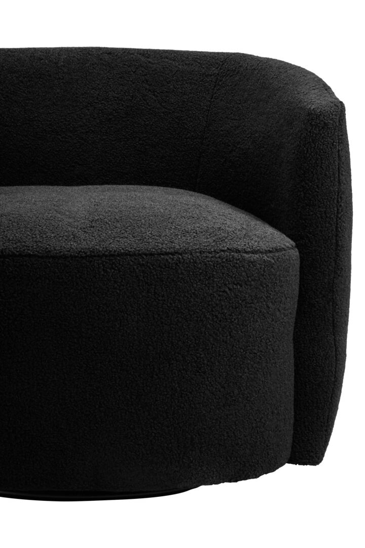 Crecchio Black Boucle Effect Curved Lounge Chair With Swivel Base