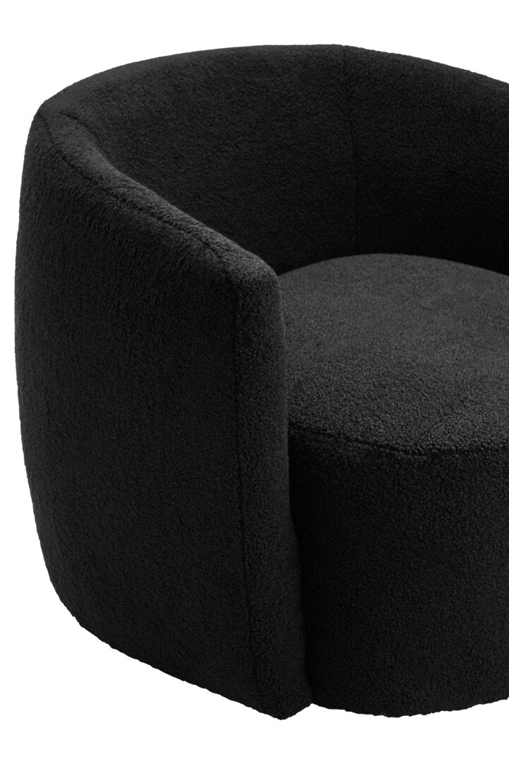 Crecchio Black Boucle Effect Curved Lounge Chair With Swivel Base
