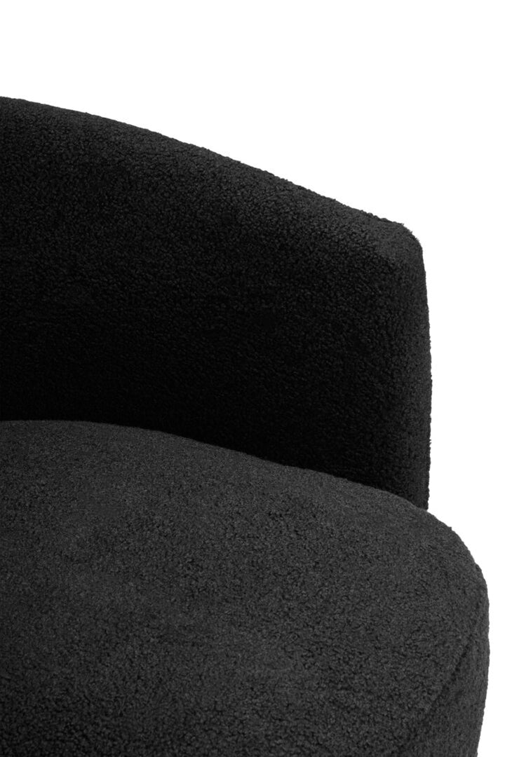 Crecchio Black Boucle Effect Curved Lounge Chair With Swivel Base