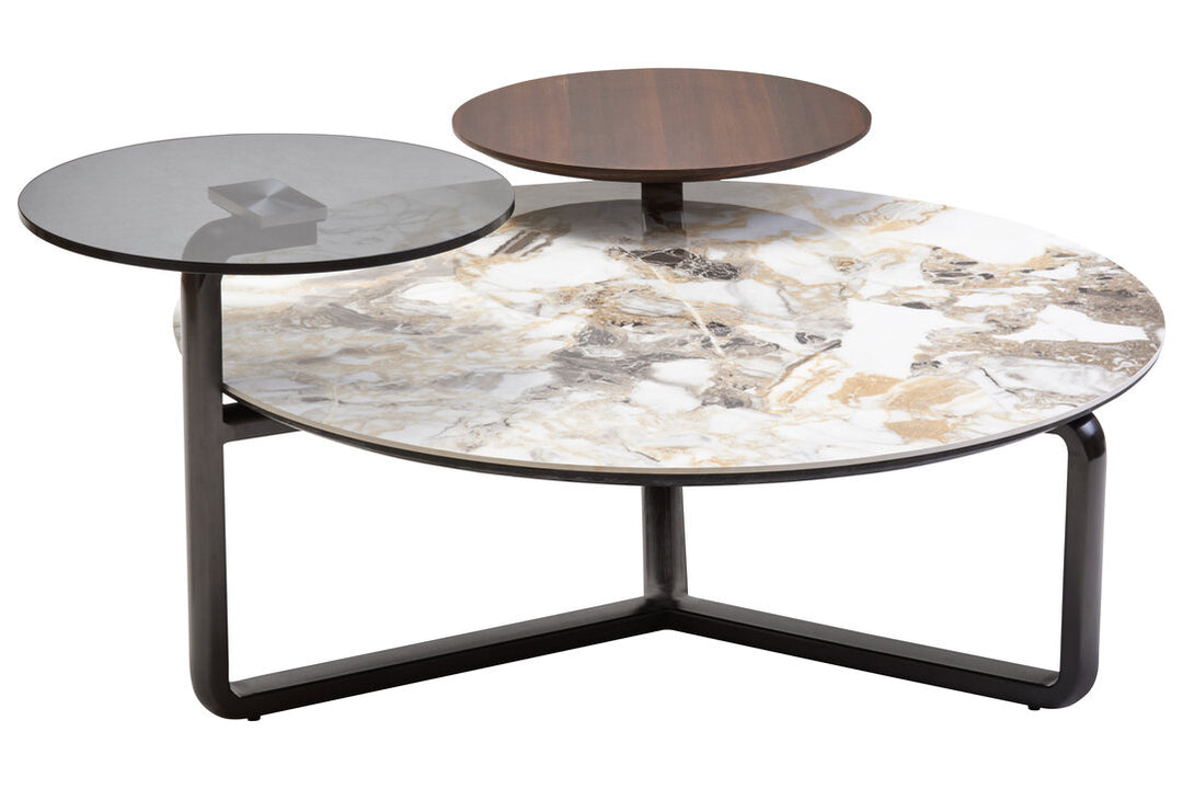 Arpino 3 Tier Round Ceramic Marble Effect Coffee Table