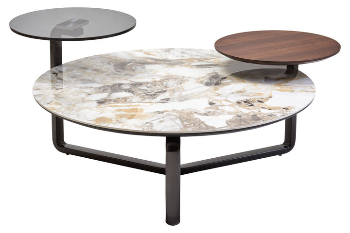 Arpino 3 Tier Round Ceramic Marble Effect Coffee Table