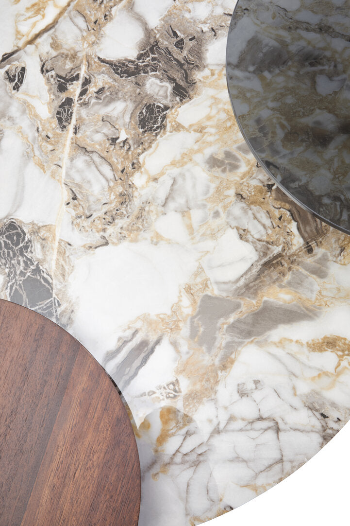 Arpino 3 Tier Round Ceramic Marble Effect Coffee Table