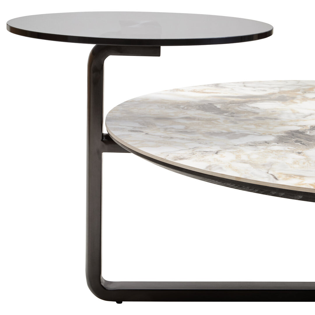 Arpino 3 Tier Round Ceramic Marble Effect Coffee Table