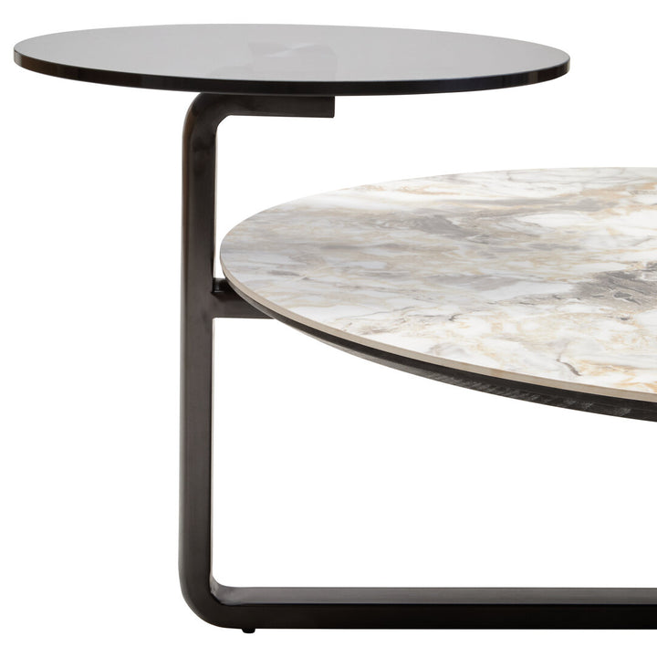 Arpino 3 Tier Round Ceramic Marble Effect Coffee Table