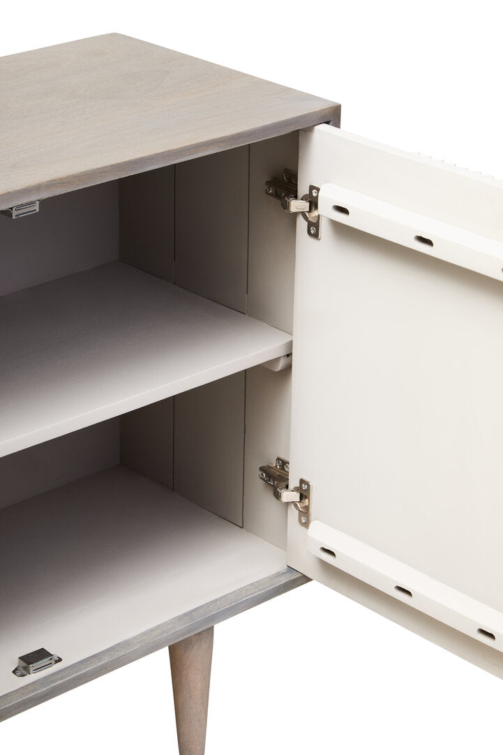 Vico Two Door Greywash Carved Mango Wood Sideboard