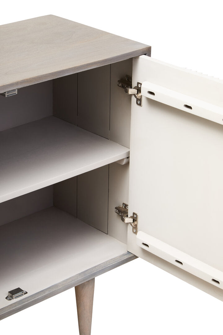 Vico Two Door Greywash Carved Mango Wood Sideboard