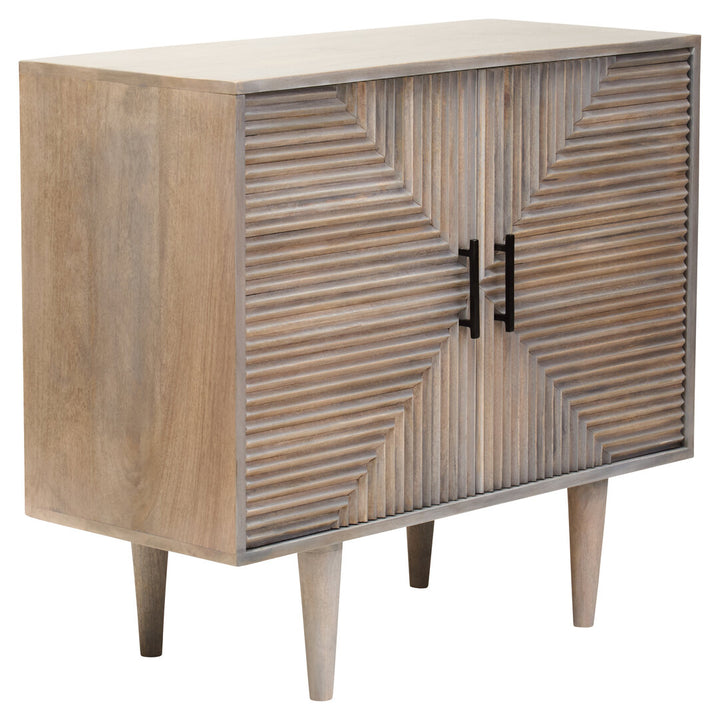 Vico Two Door Greywash Carved Mango Wood Sideboard