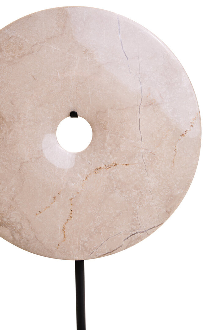 Vernazza Medium Cream Marble Round Disc Sculpture
