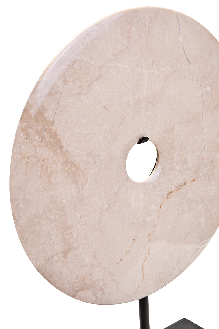 Vernazza Medium Cream Marble Round Disc Sculpture