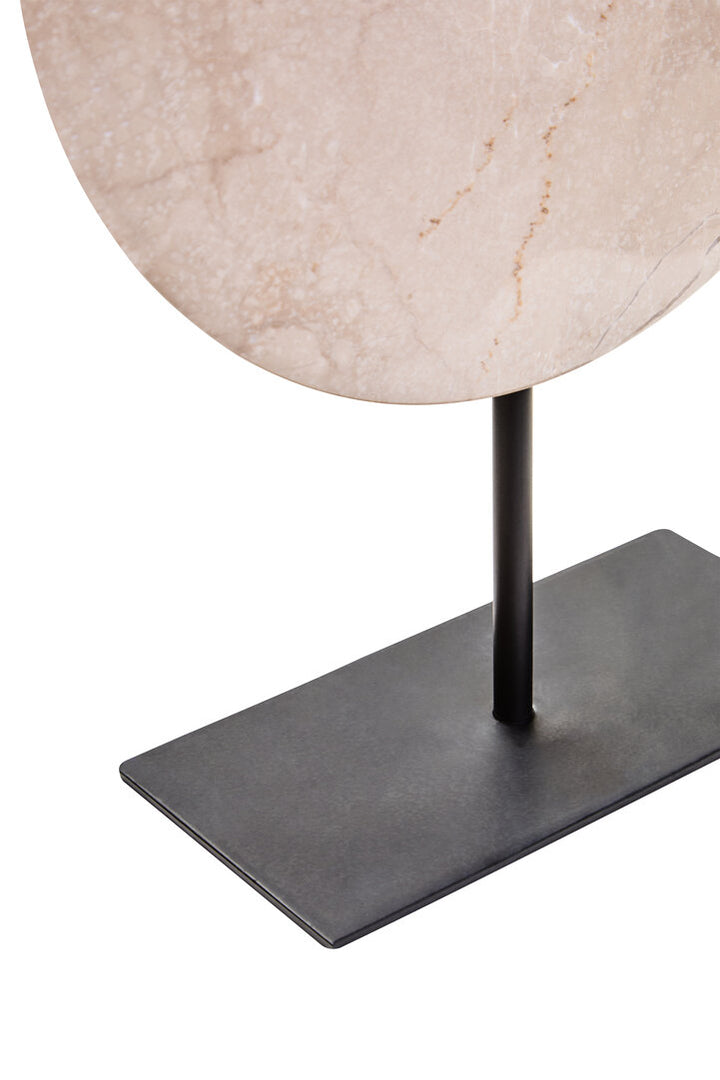 Vernazza Medium Cream Marble Round Disc Sculpture