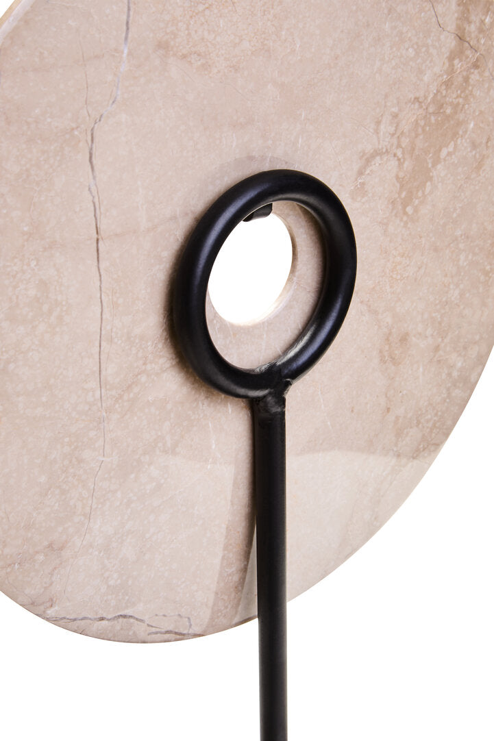 Vernazza Medium Cream Marble Round Disc Sculpture