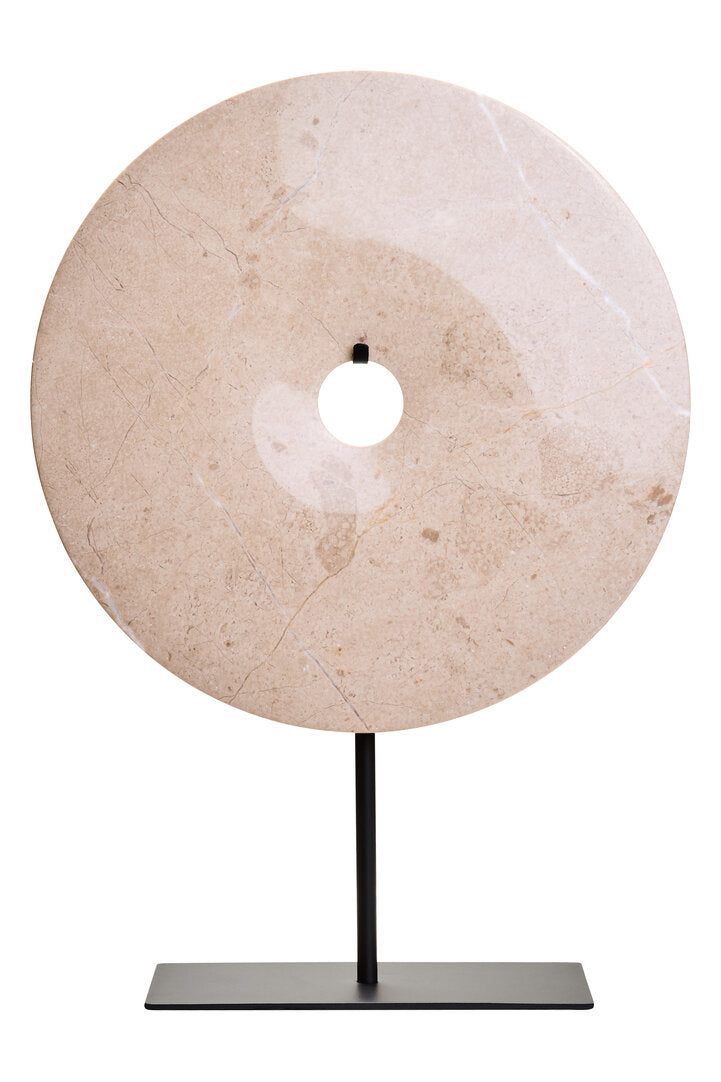 Vernazza Large Cream Marble Round Disc Sculpture