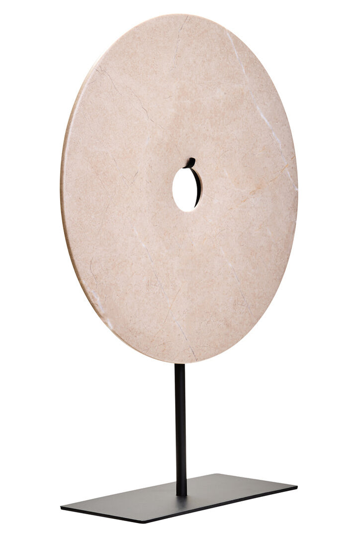Vernazza Large Cream Marble Round Disc Sculpture
