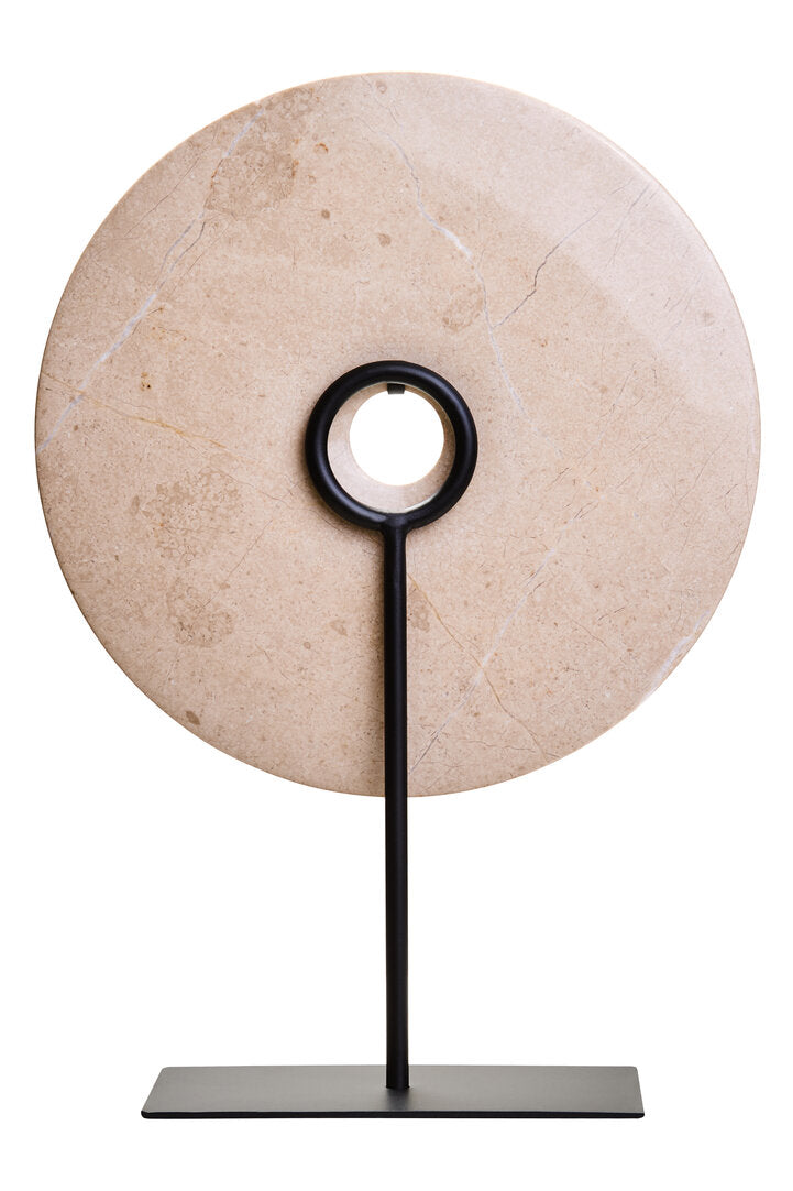 Vernazza Large Cream Marble Round Disc Sculpture