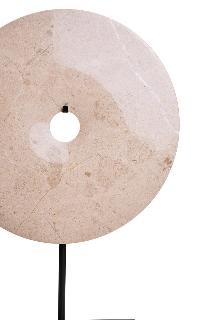 Vernazza Large Cream Marble Round Disc Sculpture