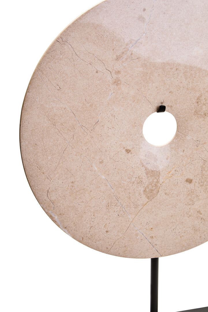 Vernazza Large Cream Marble Round Disc Sculpture