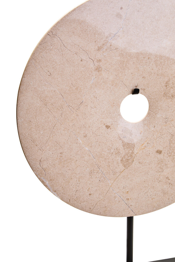 Vernazza Large Cream Marble Round Disc Sculpture