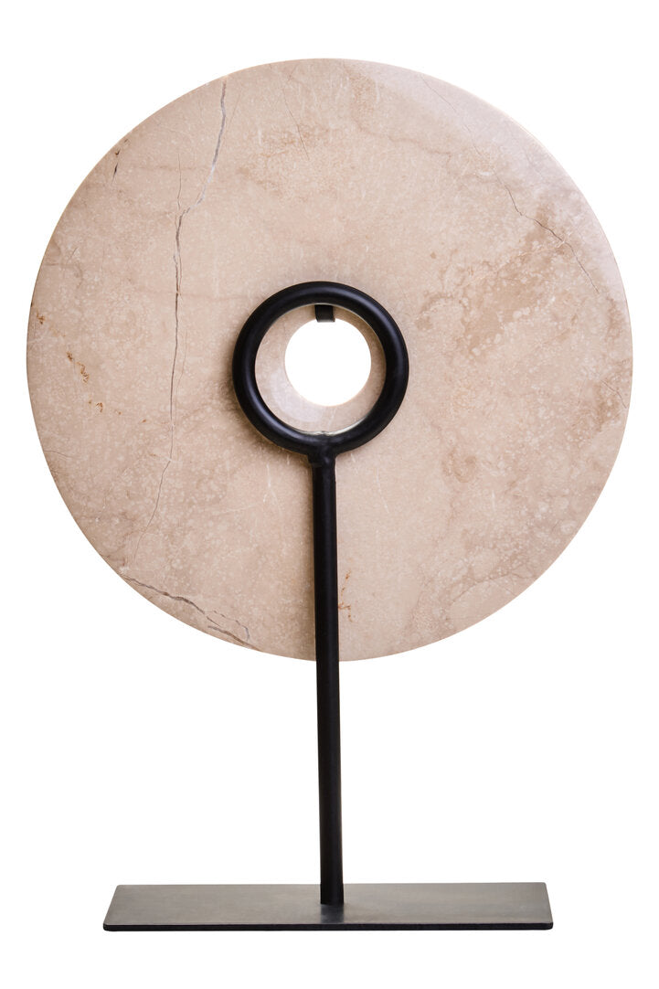 Vernazza Medium Cream Marble Round Disc Sculpture
