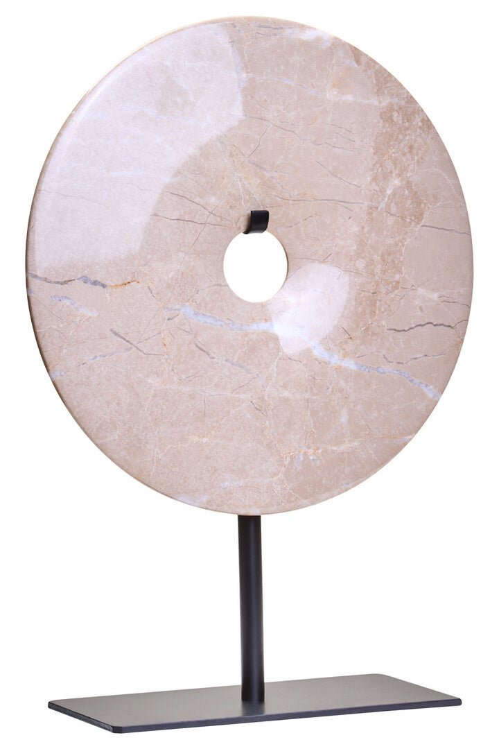Vernazza Small Cream Marble Round Disc Sculpture