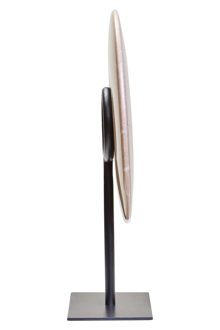 Vernazza Small Cream Marble Round Disc Sculpture