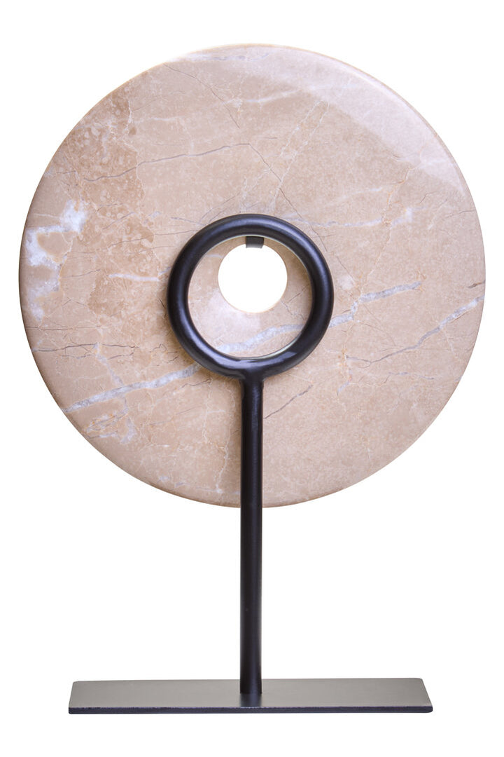 Vernazza Small Cream Marble Round Disc Sculpture