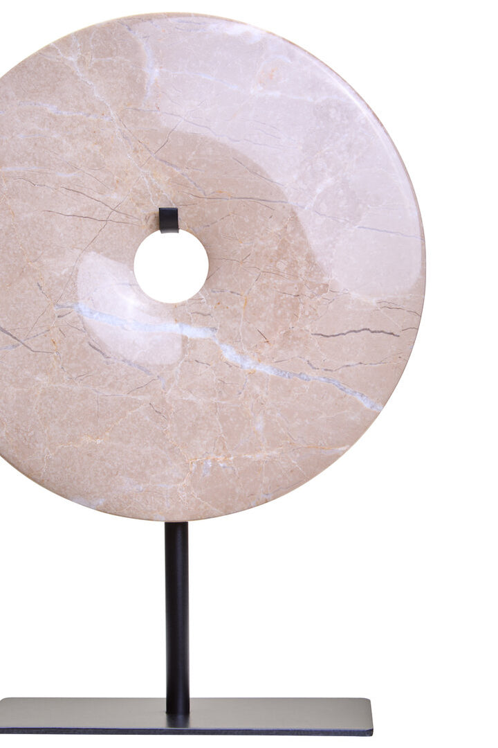 Vernazza Small Cream Marble Round Disc Sculpture