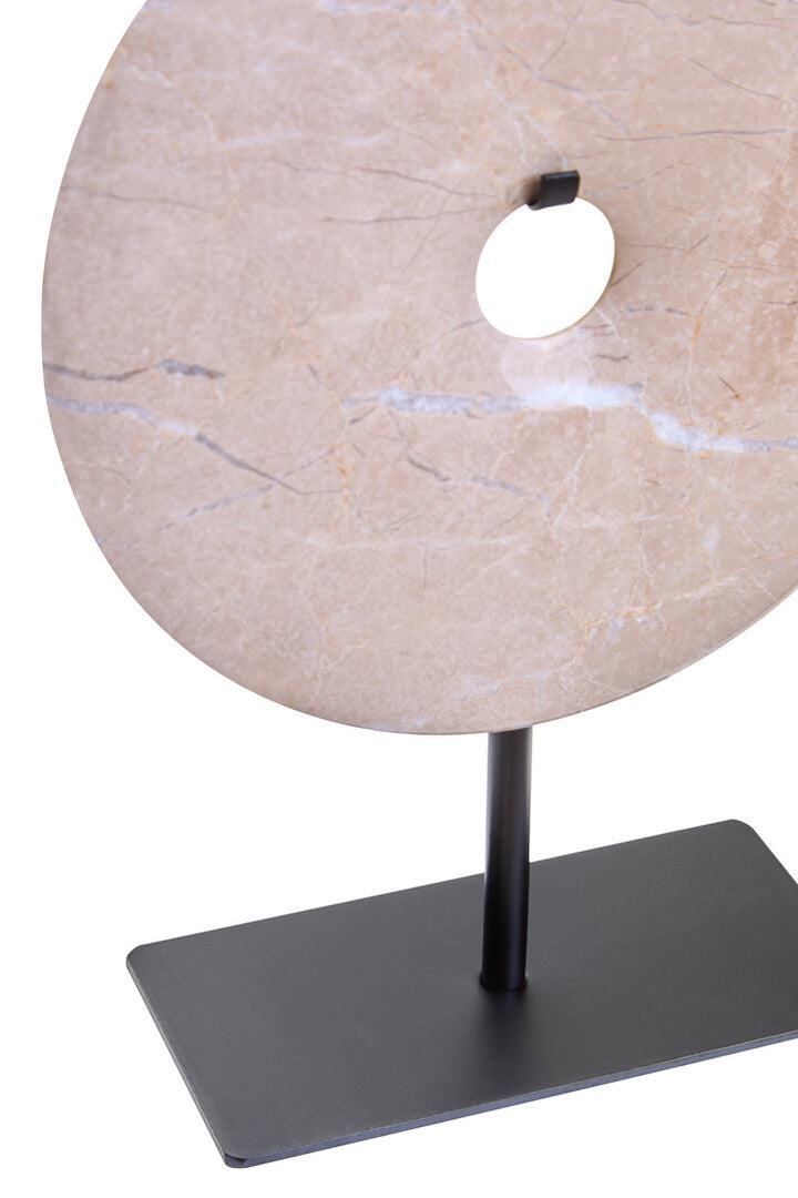 Vernazza Small Cream Marble Round Disc Sculpture