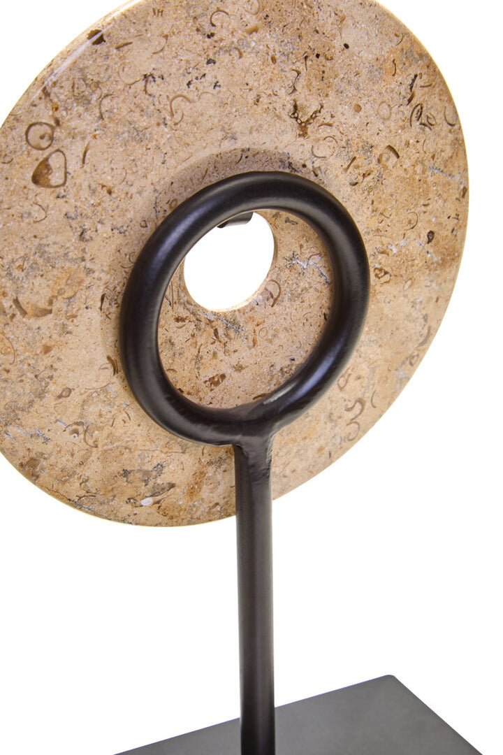 Vernazza Small Natural Speckled Marble Round Disc Sculpture