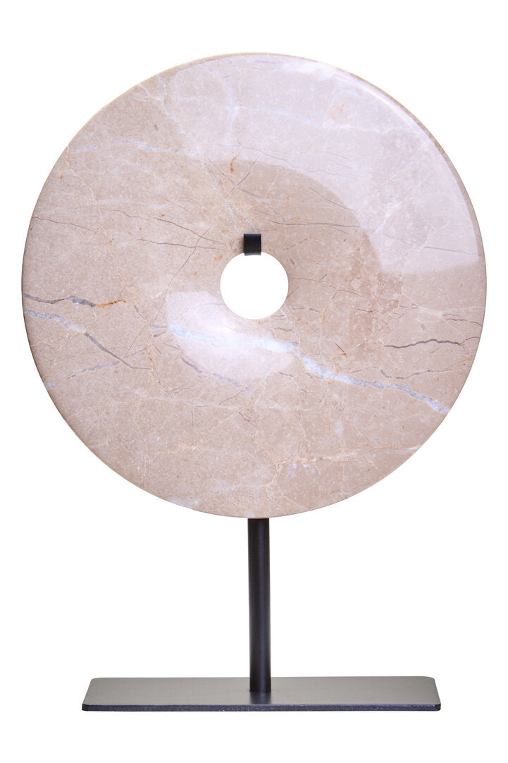 Vernazza Small Cream Marble Round Disc Sculpture