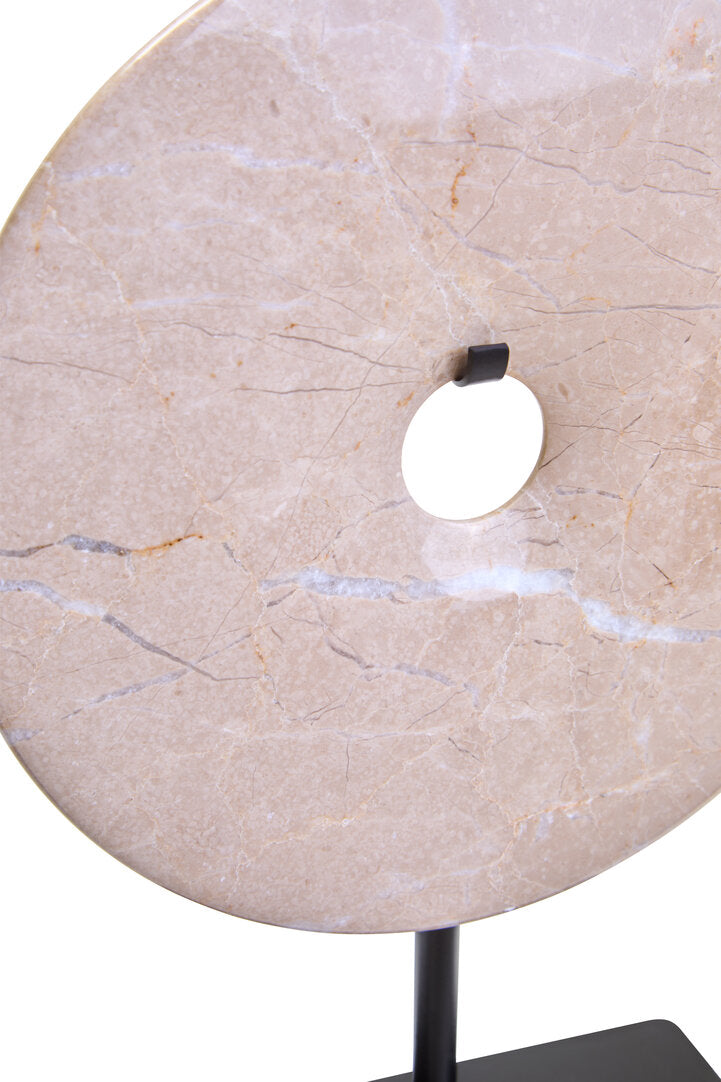 Vernazza Small Cream Marble Round Disc Sculpture