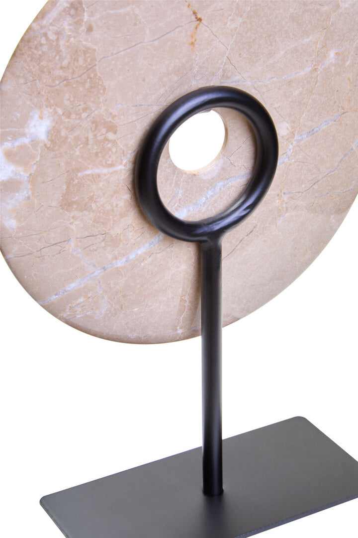 Vernazza Small Cream Marble Round Disc Sculpture
