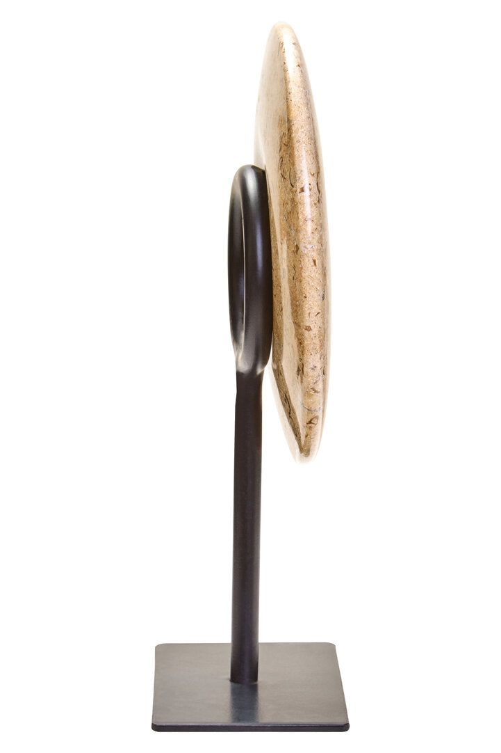 Vernazza Small Natural Speckled Marble Round Disc Sculpture