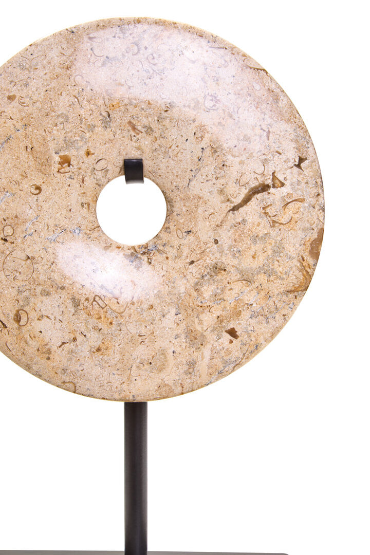 Vernazza Small Natural Speckled Marble Round Disc Sculpture