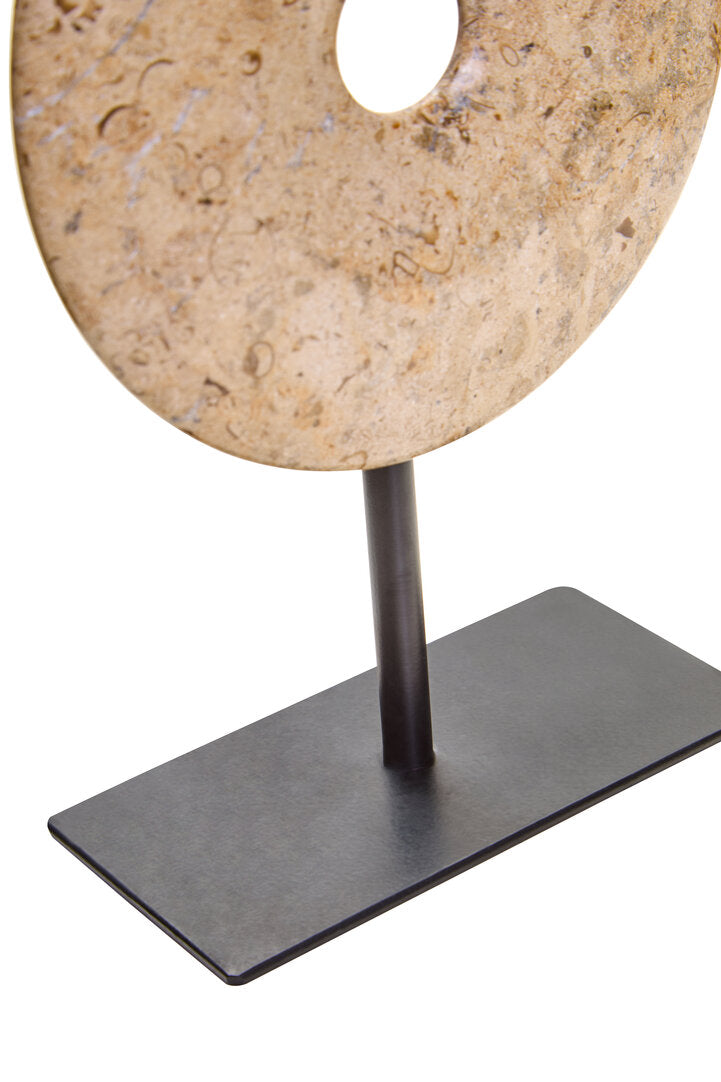 Vernazza Small Natural Speckled Marble Round Disc Sculpture