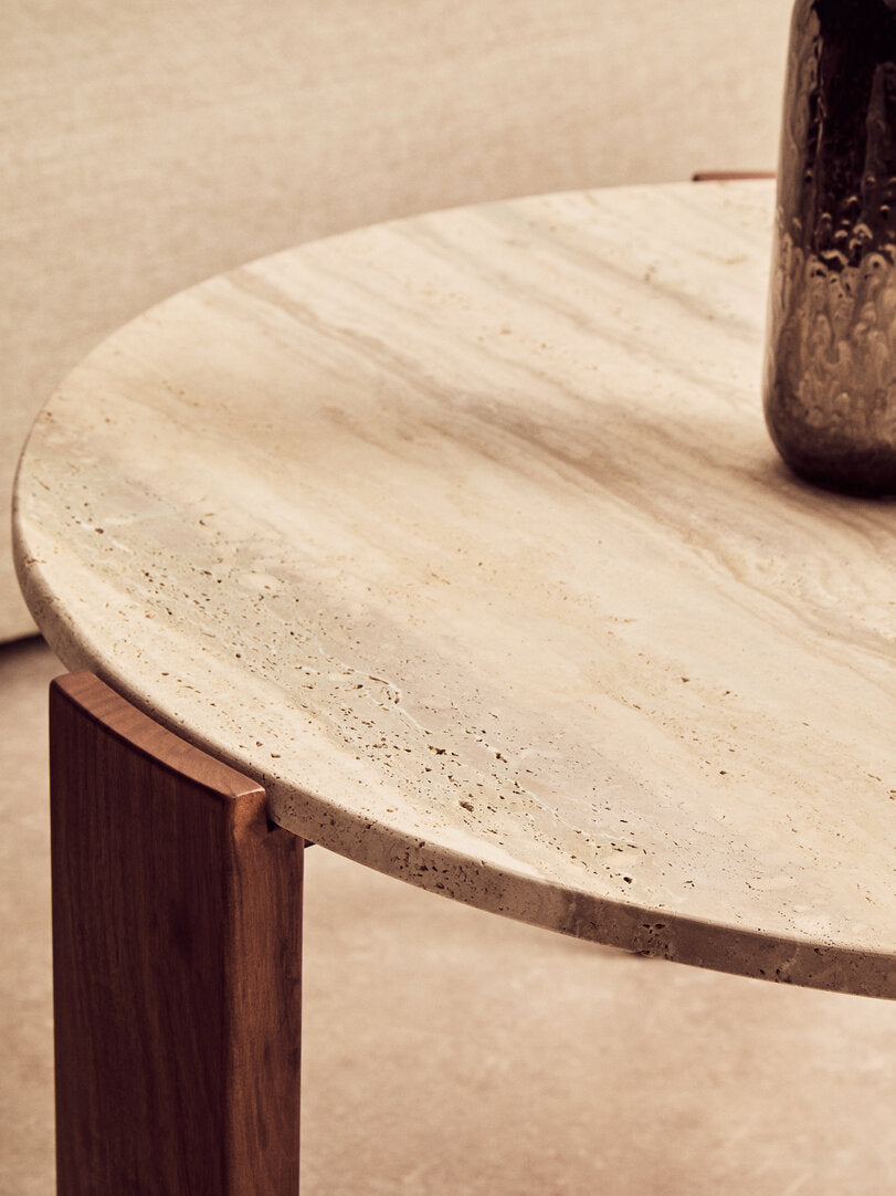 Cavri Round Travertine Top Large Coffee Table