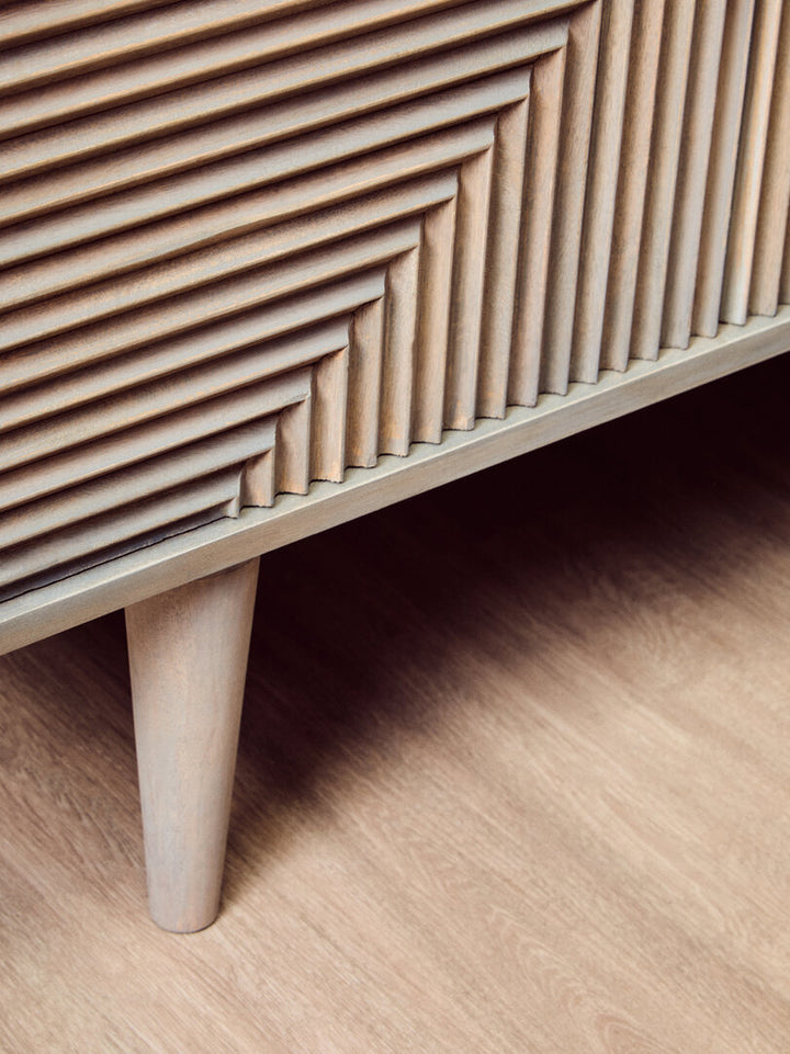 Vico Two Door Greywash Carved Mango Wood Sideboard