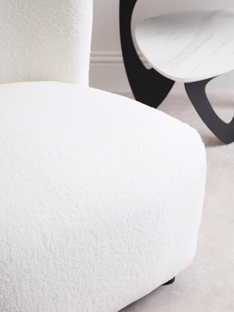 Crecchio Ivory Boucle Effect Armless Lounge Chair